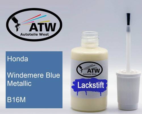 Honda, Windemere Blue Metallic, B16M: 20ml Lackstift, von ATW Autoteile West.